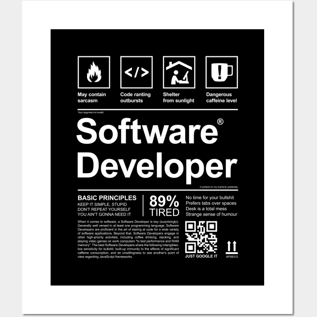 SOFTWARE DEVELOPER LABEL Wall Art by officegeekshop